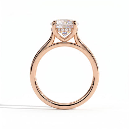 Round lab-grown diamond solitaire engagement ring in 14K (585) rose gold, side profile 