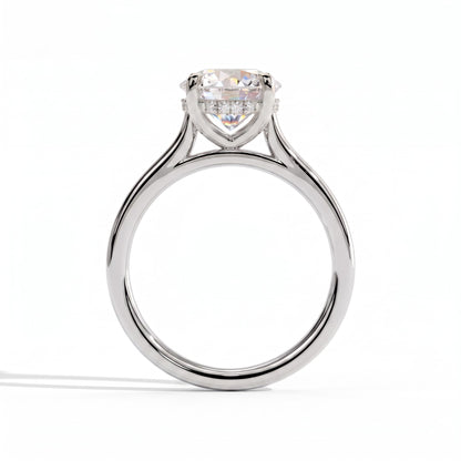 Round lab-grown diamond solitaire engagement ring in 14K (585) white gold, side profile 