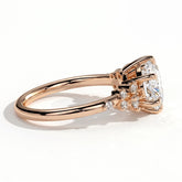Round lab-grown diamond halo engagement ring in 18K (750) rose gold, detail view 