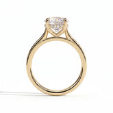 Round lab-grown diamond solitaire engagement ring in 18K (750) yellow gold, side profile 
