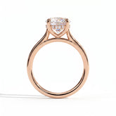 Round lab-grown diamond solitaire engagement ring in 18K (750) rose gold, side profile 