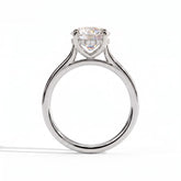 Round lab-grown diamond solitaire engagement ring in 950 platinum, side profile 