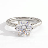 Round lab-grown diamond solitaire engagement ring in 950 platinum, front view 