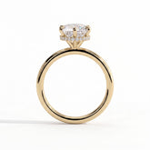 Round lab-grown diamond solitaire engagement ring in 14K (585) yellow gold, side profile 