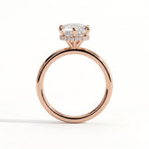 Round lab-grown diamond solitaire engagement ring in 14K (585) rose gold, side profile 