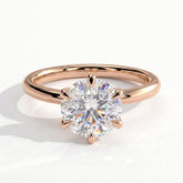 Round lab-grown diamond solitaire engagement ring in 14K (585) rose gold, front view 