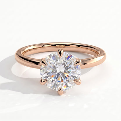 Round lab-grown diamond solitaire engagement ring in 14K (585) rose gold, front view 