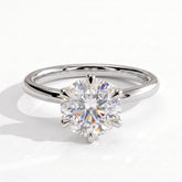 Round lab-grown diamond solitaire engagement ring in 14K (585) white gold, front view 