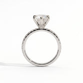 Round lab-grown diamond halo engagement ring in 14K (585) white gold, side profile 
