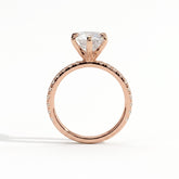 Round lab-grown diamond halo engagement ring in 18K (750) rose gold, side profile 