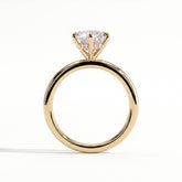 Round lab-grown diamond solitaire engagement ring in 14K (585) yellow gold, side profile 