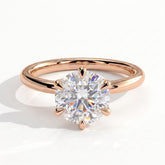 Round lab-grown diamond solitaire engagement ring in 14K (585) rose gold, front view 