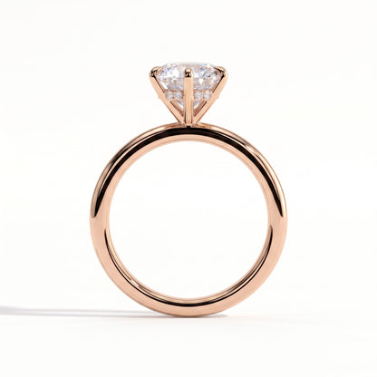 Round lab-grown diamond solitaire engagement ring in 14K (585) rose gold, side profile 