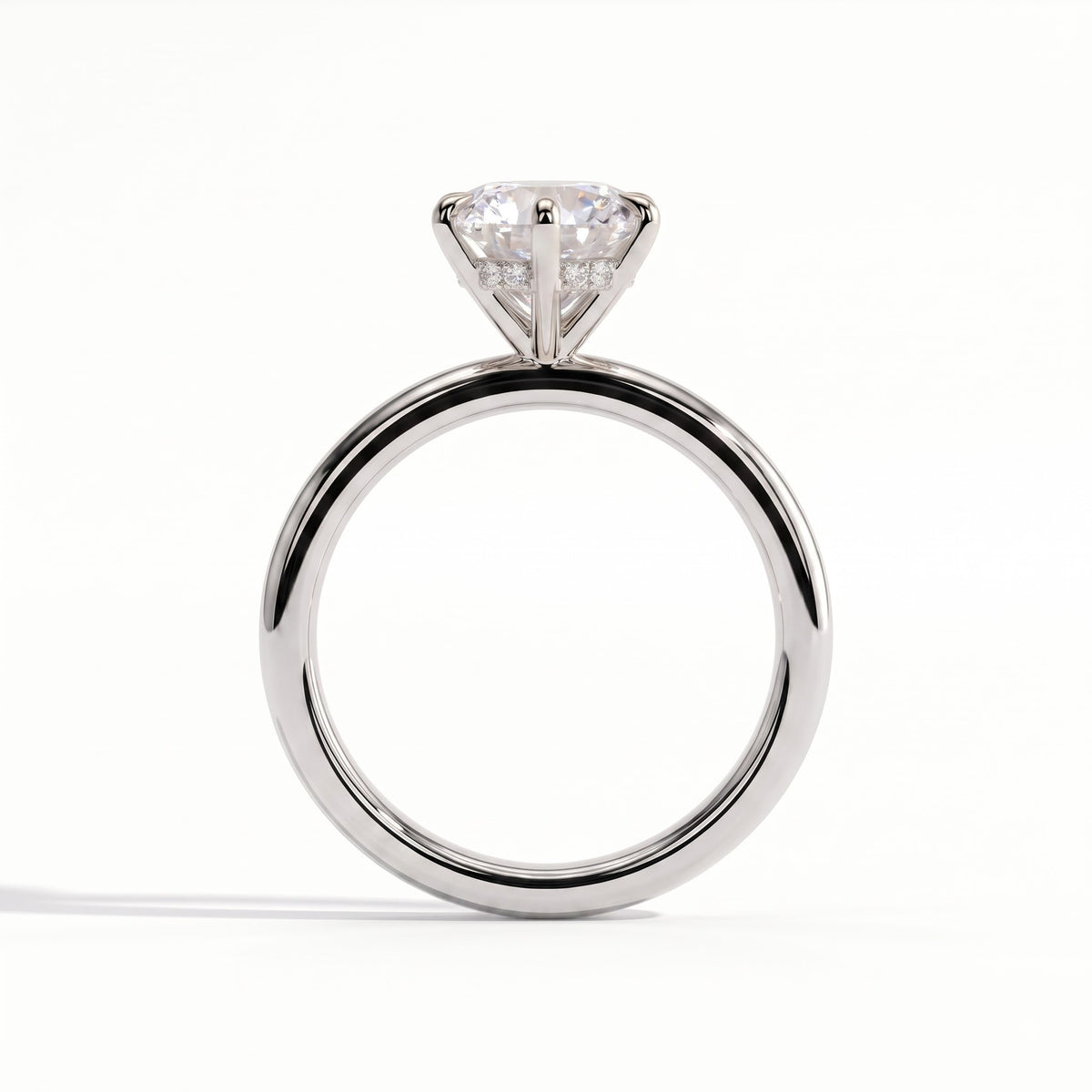 Round lab-grown diamond solitaire engagement ring in 950 platinum, side profile 