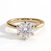 Round lab-grown diamond halo engagement ring in 14K (585) yellow gold, front view 