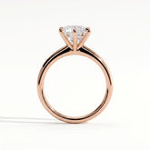 Round lab-grown diamond halo engagement ring in 14K (585) rose gold, detail view 