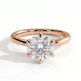 Round lab-grown diamond halo engagement ring in 14K (585) rose gold, front view 