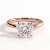 Round lab-grown diamond solitaire engagement ring in 14K (585) rose gold, front view 