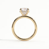 Round lab-grown diamond solitaire engagement ring in 18K (750) yellow gold, side profile 
