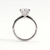Round lab-grown diamond halo engagement ring in 950 platinum, side profile 