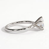 Round lab-grown diamond halo engagement ring in 950 platinum, detail view 