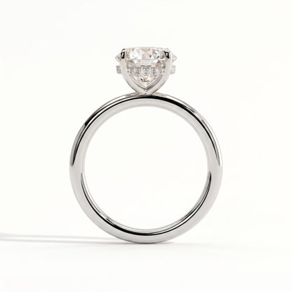 Round lab-grown diamond solitaire engagement ring in 950 platinum, side profile 