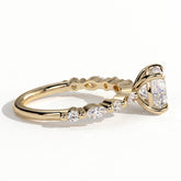 Round lab-grown diamond halo engagement ring in 18K (750) yellow gold, detail view 