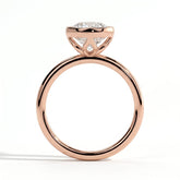 Round lab-grown diamond bezel-set solitaire engagement ring in 14K (585) rose gold, side profile 