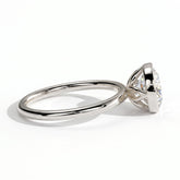 Round lab-grown diamond bezel-set solitaire engagement ring in 18K (750) white gold, detail view 