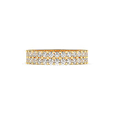 Levana triple-row round lab-grown diamond memoire wedding band in 585 yellow gold, front view 