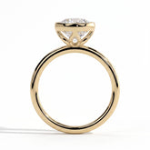 Round lab-grown diamond bezel-set solitaire engagement ring in 18K (750) yellow gold, side profile 
