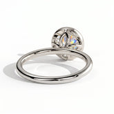 Round lab-grown diamond bezel-set solitaire engagement ring in 950 platinum, detail view 