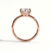 Round lab-grown diamond solitaire engagement ring in 18K (750) rose gold, side profile 