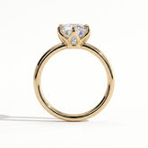 Round lab-grown diamond solitaire engagement ring in 18K (750) yellow gold, side profile 