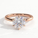 Round lab-grown diamond solitaire engagement ring in 18K (750) rose gold, front view 