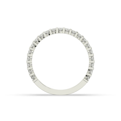 Levana triple-row round lab-grown diamond memoire wedding band in 585 white gold, top view 