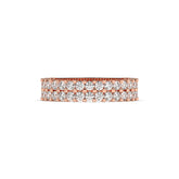 Levana triple-row round lab-grown diamond memoire wedding band in 585 rose gold, front view 