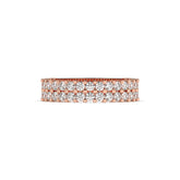 Levana triple-row round lab-grown diamond memoire wedding band in 750 rose gold, front view 