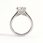 Round lab-grown diamond halo engagement ring in 950 platinum, side profile 