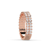 Levana triple-row round lab-grown diamond memoire wedding band in 585 rose gold, side view 