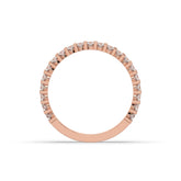 Levana triple-row round lab-grown diamond memoire wedding band in 750 rose gold, top view 