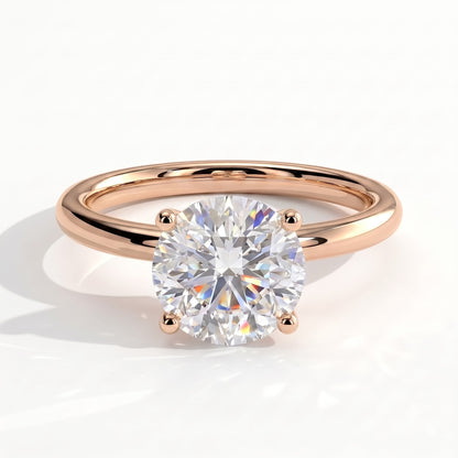 Round lab-grown diamond halo engagement ring in 14K (585) rose gold, front view 