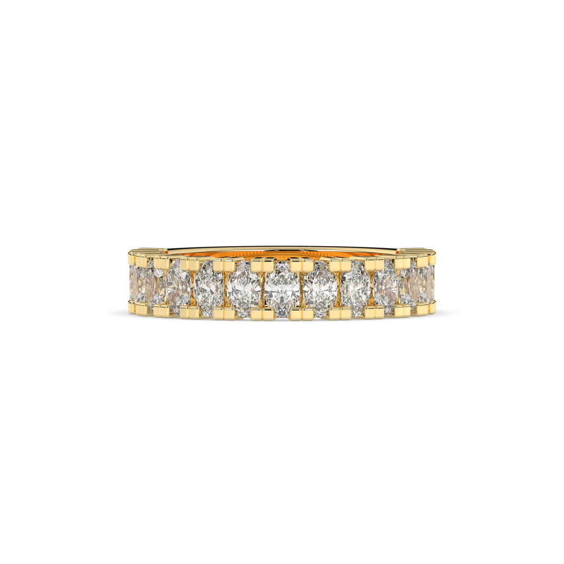 Amélie oval lab-grown diamond memoire wedding band in 585 yellow gold, front view 