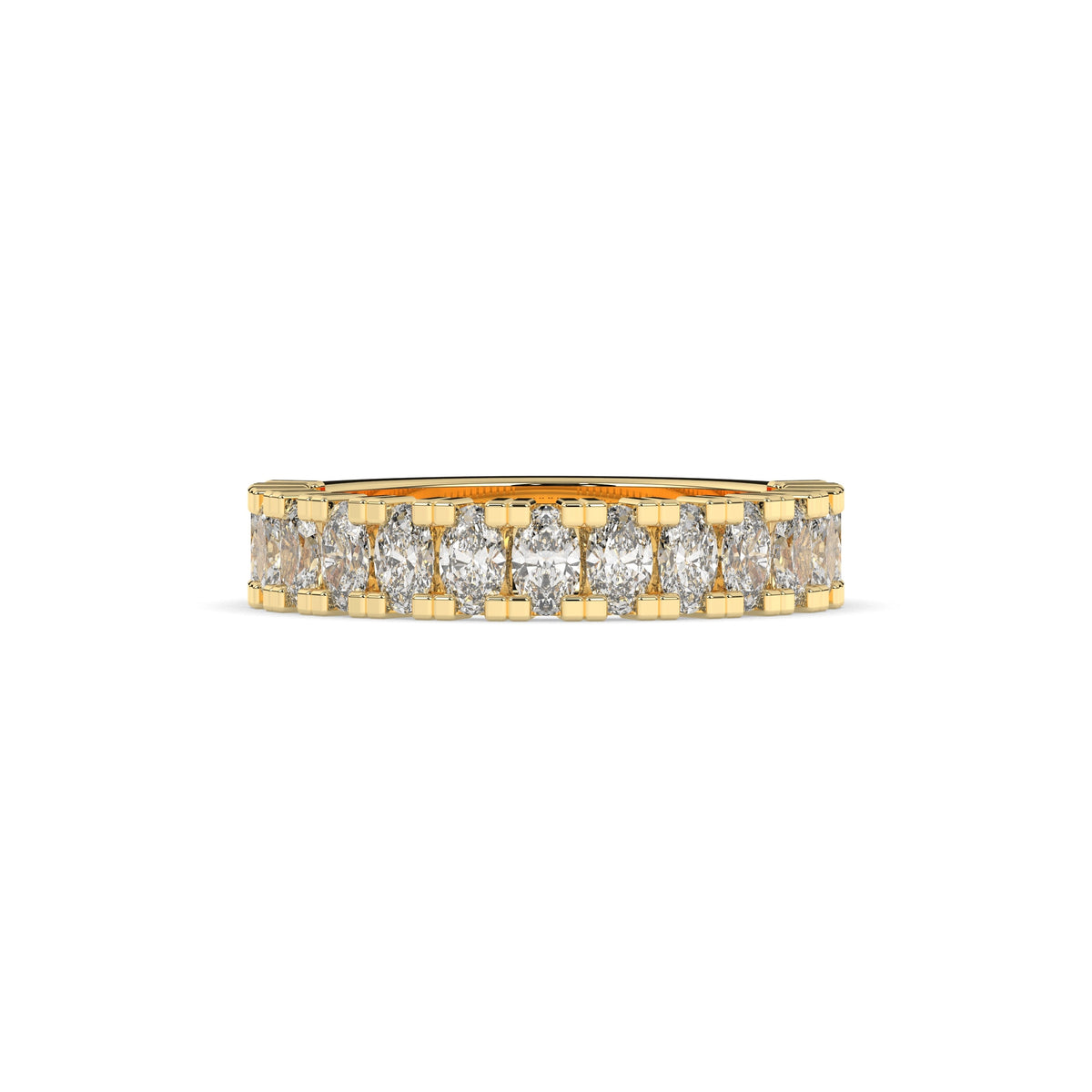 Amélie oval lab-grown diamond memoire wedding band in 750 yellow gold, front view 