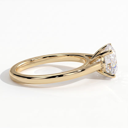 Round lab-grown diamond halo engagement ring in 18K (750) yellow gold, detail view 