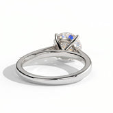 Round lab-grown diamond halo engagement ring in 950 platinum, detail view 