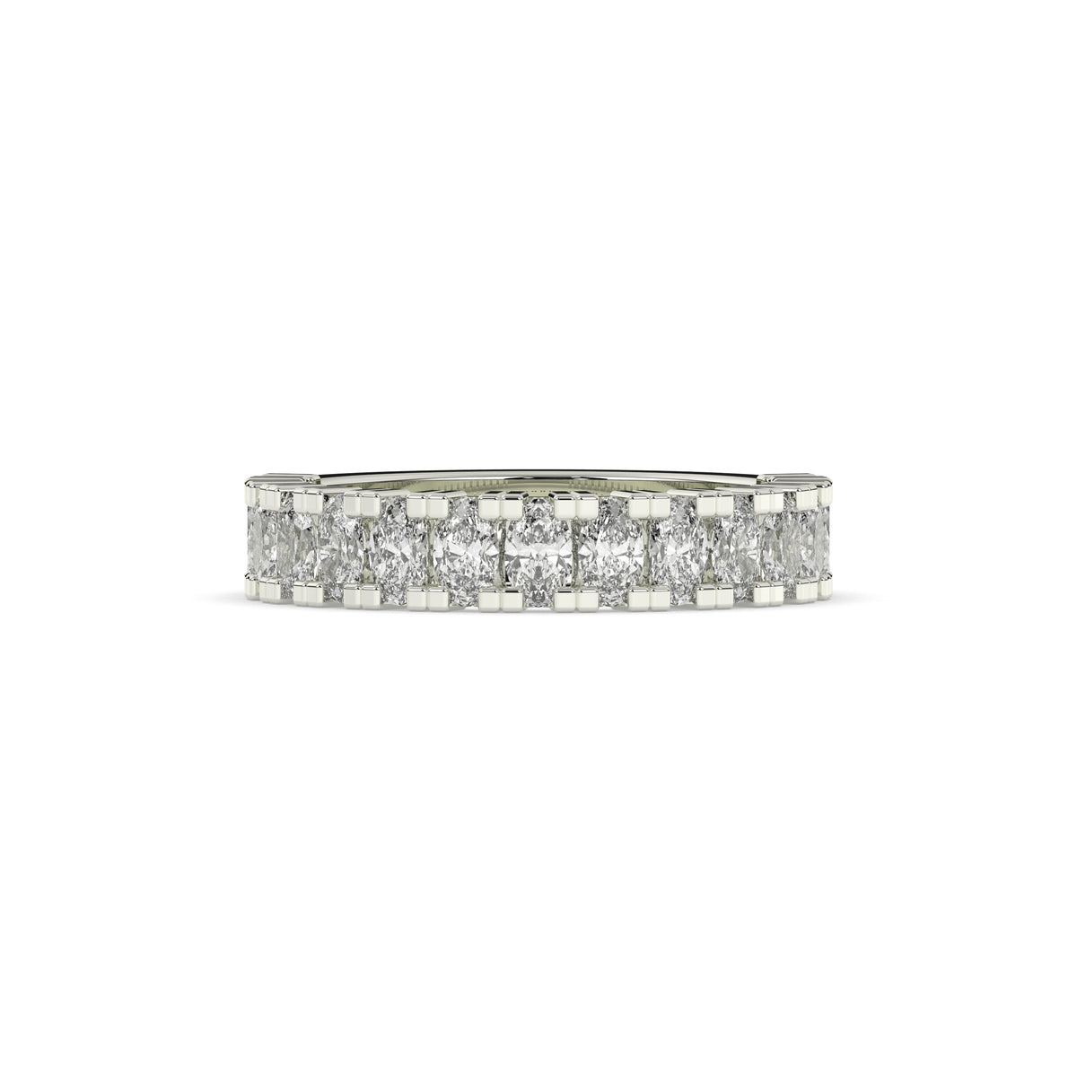 Amélie oval lab-grown diamond memoire wedding band in 585 white gold, front view 