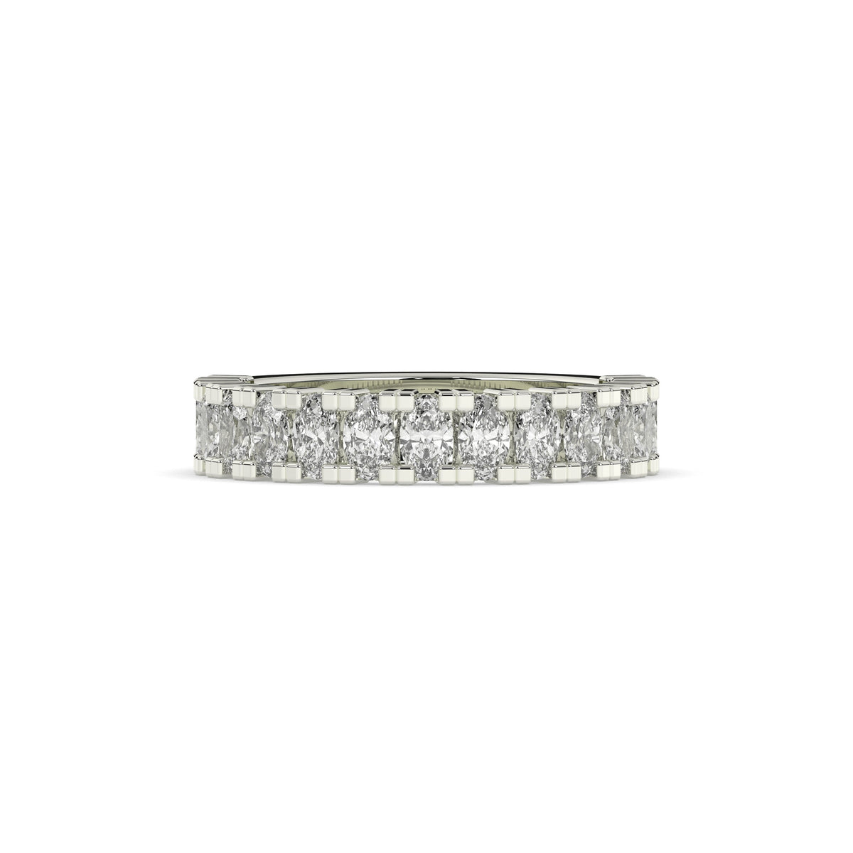 Amélie oval lab-grown diamond memoire wedding band in 750 white gold, front view 