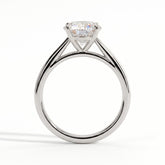 Round lab-grown diamond halo engagement ring in 950 platinum, side profile 