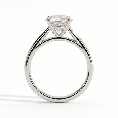 Round lab-grown diamond halo engagement ring in 950 platinum, side profile 